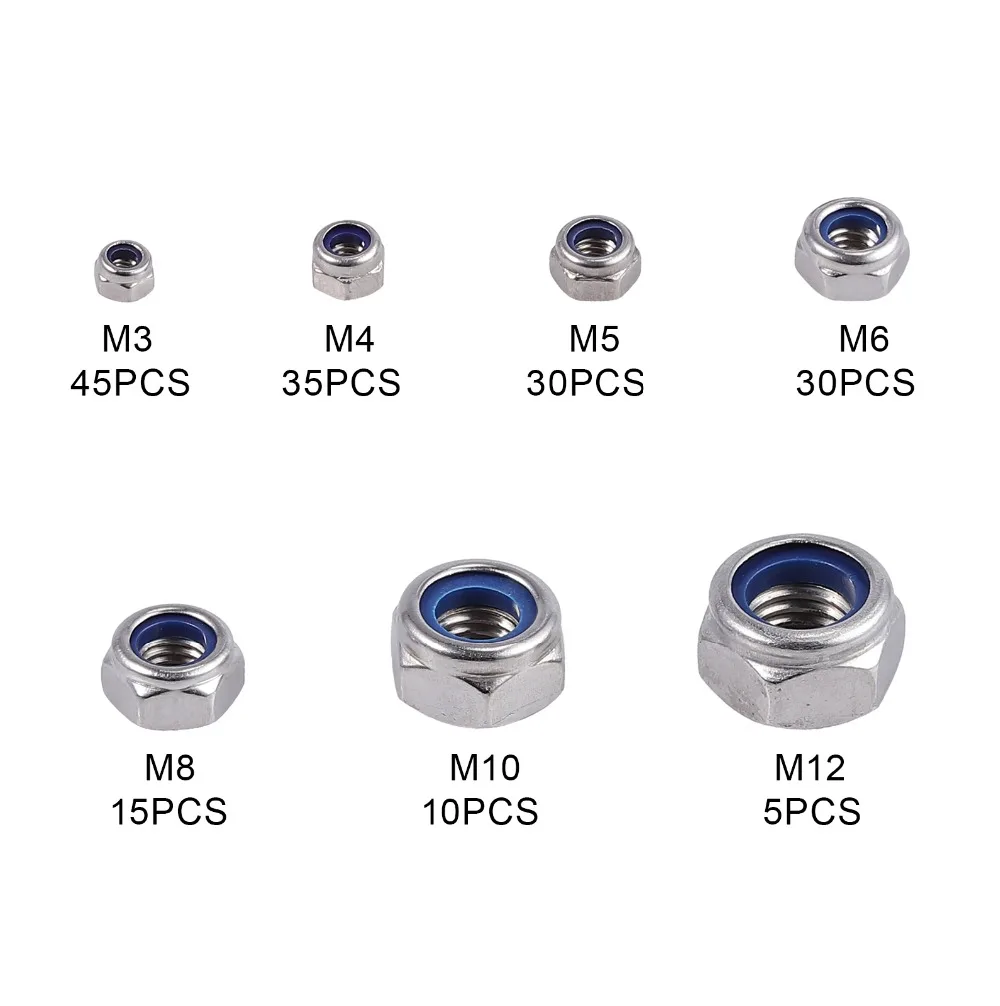 PROSTER для нейлоновых гаек Locknut Locknuts 304 из нержавеющей стали M3 M4 m5 m6 m8 m10 m12 Locknut ассортимент