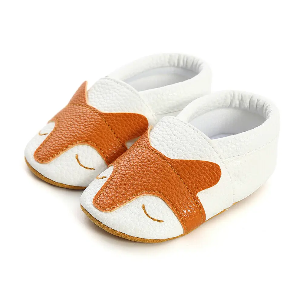 Обувь для новорожденных мальчиков и девочек от 0 до 18 месяцев с мягкой подошвой кожаные детские туфли для младенцев противоскользящие кроссовки детская обувь - Цвет: Foxes