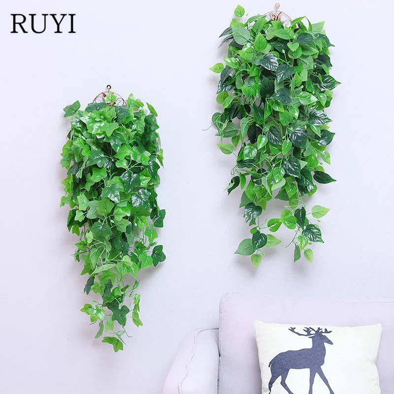 RUYI, 100 см, искусственные растения, на стену, лоза, ожерелье, подвесная корзина, окно, балкон, гостиная, украшение для дома, зеленое растение