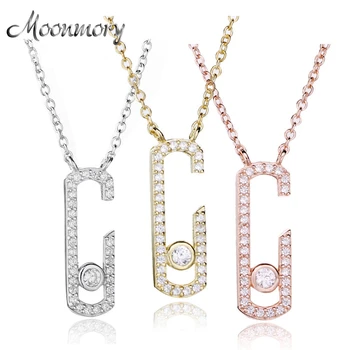 

Moonmory Authentic 925 Sterling Silver Crystal Zircon Jewelry Quartz Authentic Link Chain Pendant Necklace Chains for Women