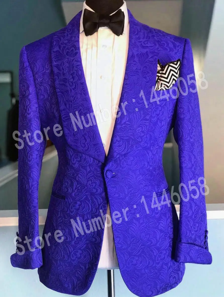 

Mens Wedding Suits With Pants 2019 Royal Blue/Black/Burgundy/Purple Smoking Tuxedo Jacket Groom Terno Prom Party Suits For Men