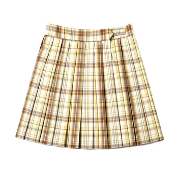 

Pleated Skirt Japanese JK Uniform Skirt Caramel Pudding Student Spring and Autumn Skirt 2020 New High Waist Plaid Style Age