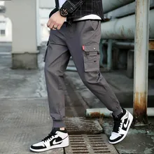 Мужские брюки карго в стиле милитари, повседневные хлопковые брюки с несколькими карманами, дизайнерские мужские прямые брюки размера плюс M-4XL