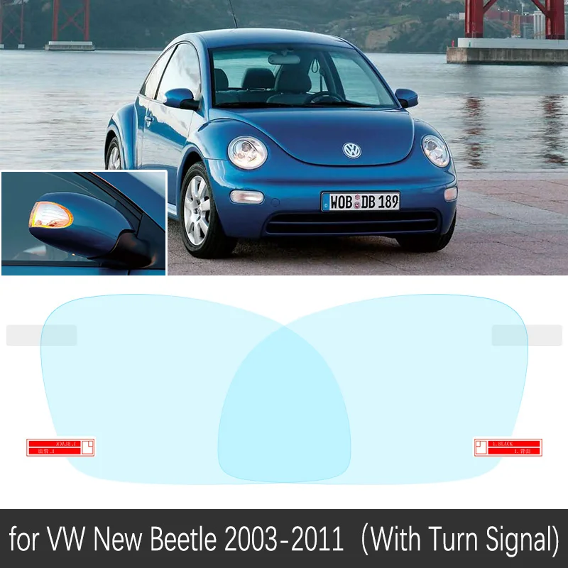 VW New Beetle 03-11 Полное покрытие, защитная противотуманная пленка для Volkswagen VW New Beetl Beetle A5 2003~, Автомобильное зеркало заднего вида, непромокаемые аксессуары - Название цвета: VW New Beetle 03-11
