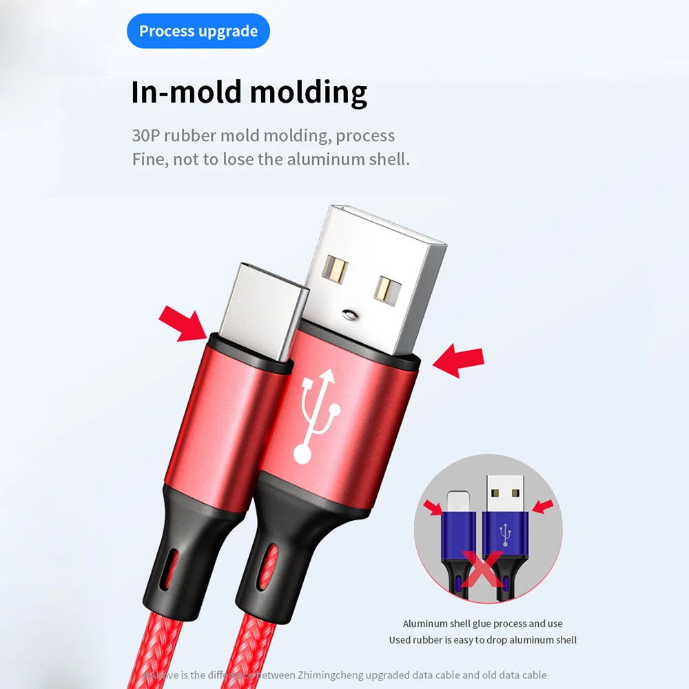 2 в 1 USB кабель Micro usb type C кабели быстрое зарядное устройство планшет телефон зарядный шнур 2в1 нейлоновая оплетка Android USB C провода для зарядки