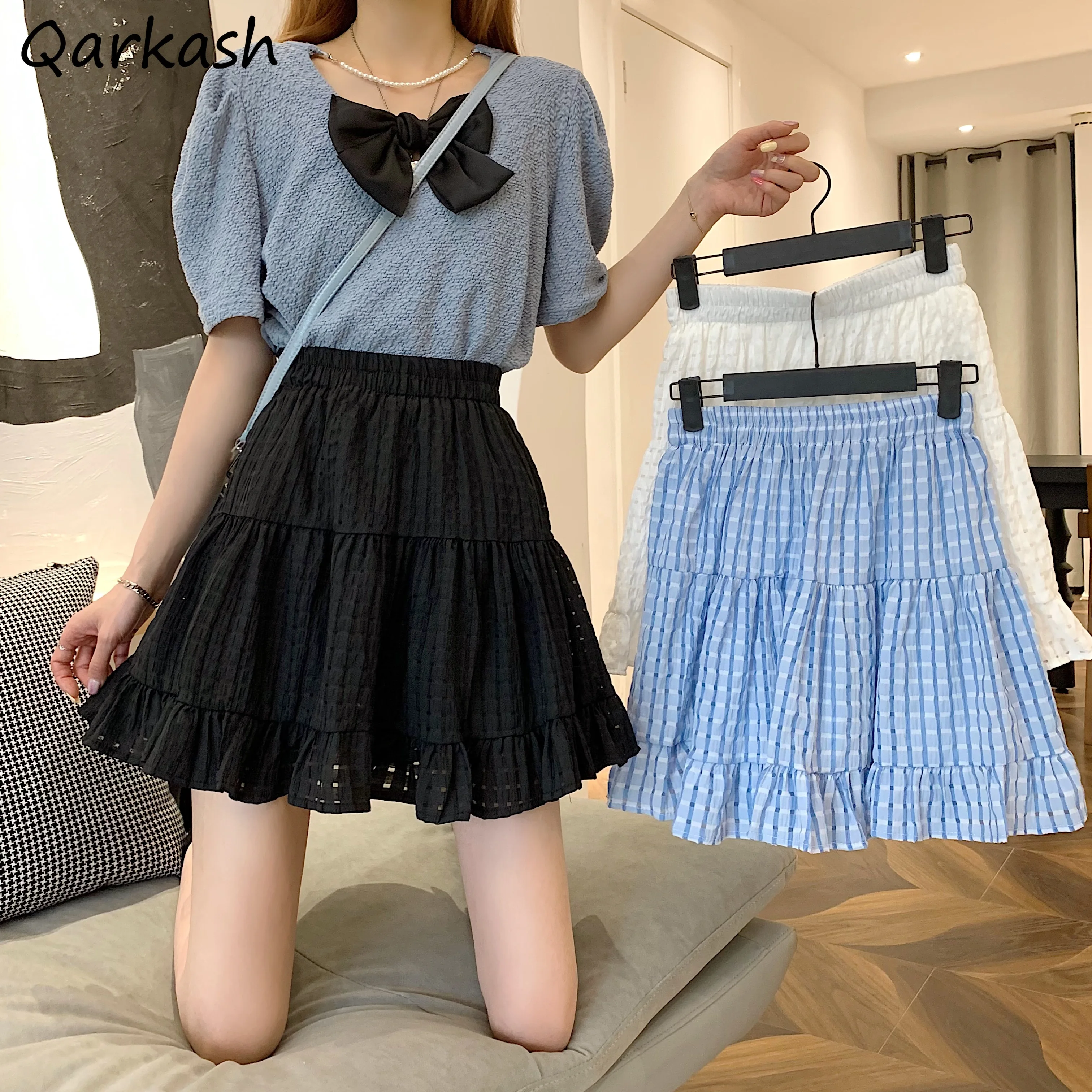 

Skirts Women Pleated Female Cute Mini Elastic Waist Chic Stylish Summer Ruffles Cozy All-match Korean Preppy Style Sweet Ins New