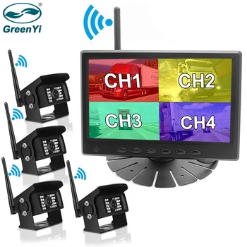 

GreenYi 7" HD AHD Wireless WiFi Signal Parking Monitor With Wireless Rear View Reverse Backup IR Camera For Truck/Trailer/Bus
