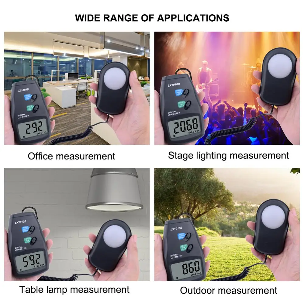 Digital Light Meter 3 range LX-1010B Digital Meter/Digital illuminance meter 0-50000 Lux photometer exposure remote control