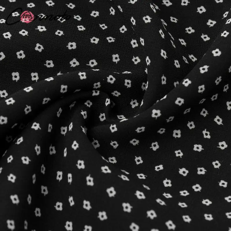 Conmoto Для женщин Зимние черные сапоги пикантные Короткие вечерние платья женский Винтаж Обёрточная бумага осеннее платье модная шифоновая блузка в горошек Vestido большего размера