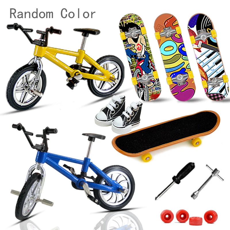 Finger Skateboard Toys Finger Skate Board Bikes Tech Two Wheels Mini Scooter Fingertip Bmx Bicycle Set Fingerboard Shoes Deck Boys Birthday Gifts