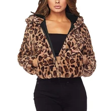 Роскошное пальто из искусственного меха, леопардовая расцветка, зима-осень, толстая теплая меховая куртка, тонкая женская куртка с капюшоном и карманами, повседневная верхняя одежда