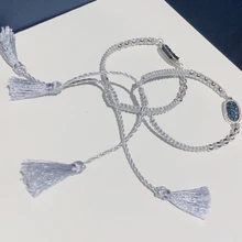 Браслет из бисера с синими кристаллами и геометрическим узором, модный регулируемый браслет в богемном стиле для девочек, аксессуары для ювелирных изделий DIY