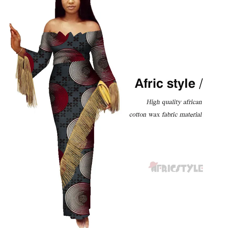 Африканский стиль восковая ткань для женщин с принтом Дашики в африканском стиле повседневные Клубные вечерние платья длинное платье WY5359