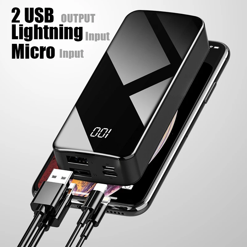 

Mini Full Screen Power Bank 20000mah Waterproof Powerbank Double USB Portable Charger External Battery for Xiami Iphone Huawei