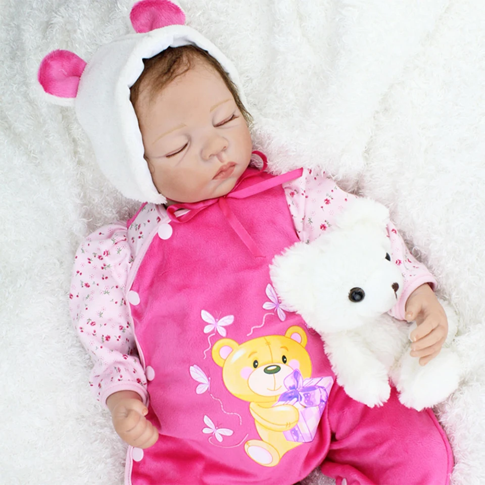 22 дюймов силиконовый винил настоящий Мягкий сенсорный reborn baby реалистичный младенец кукла детский Рождественский подарок спящий милый ребенок