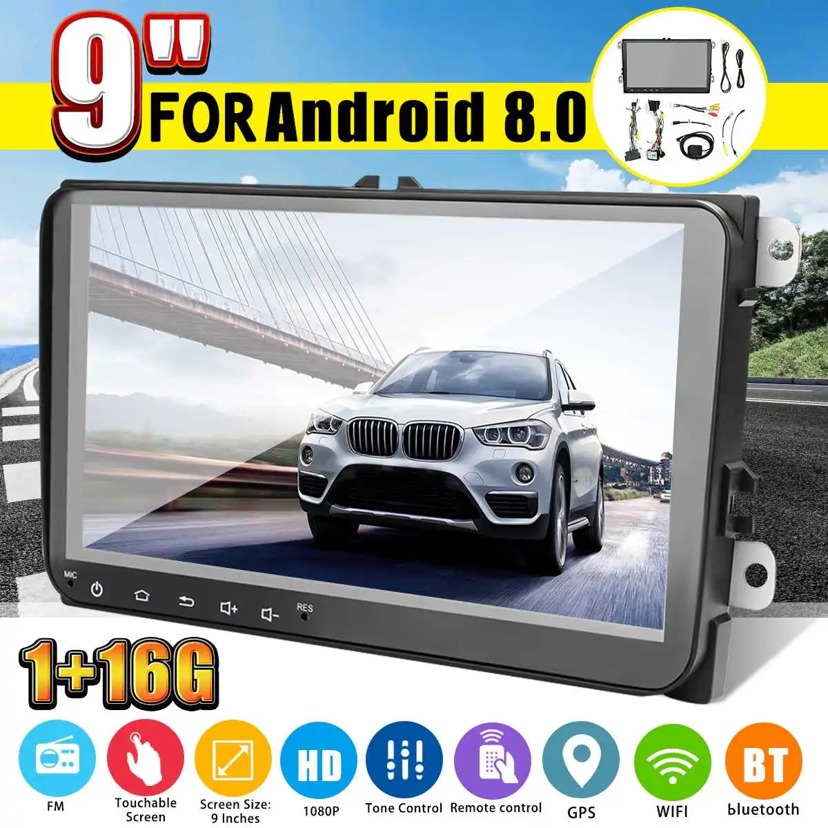 

2 Din Car Radio bluetooth Car Multimedia Player 9" HD Touch Autoradio MP5 USB Audio Stereo With Rear View Camera for VW for golf
