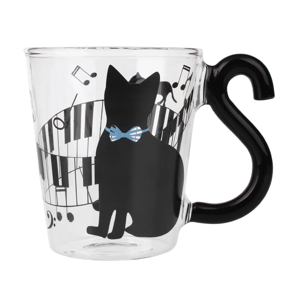 Music Creative Animal Cartoon Cat Designed Bottle Cups Kitchenware Barware Mug - Цвет: Music