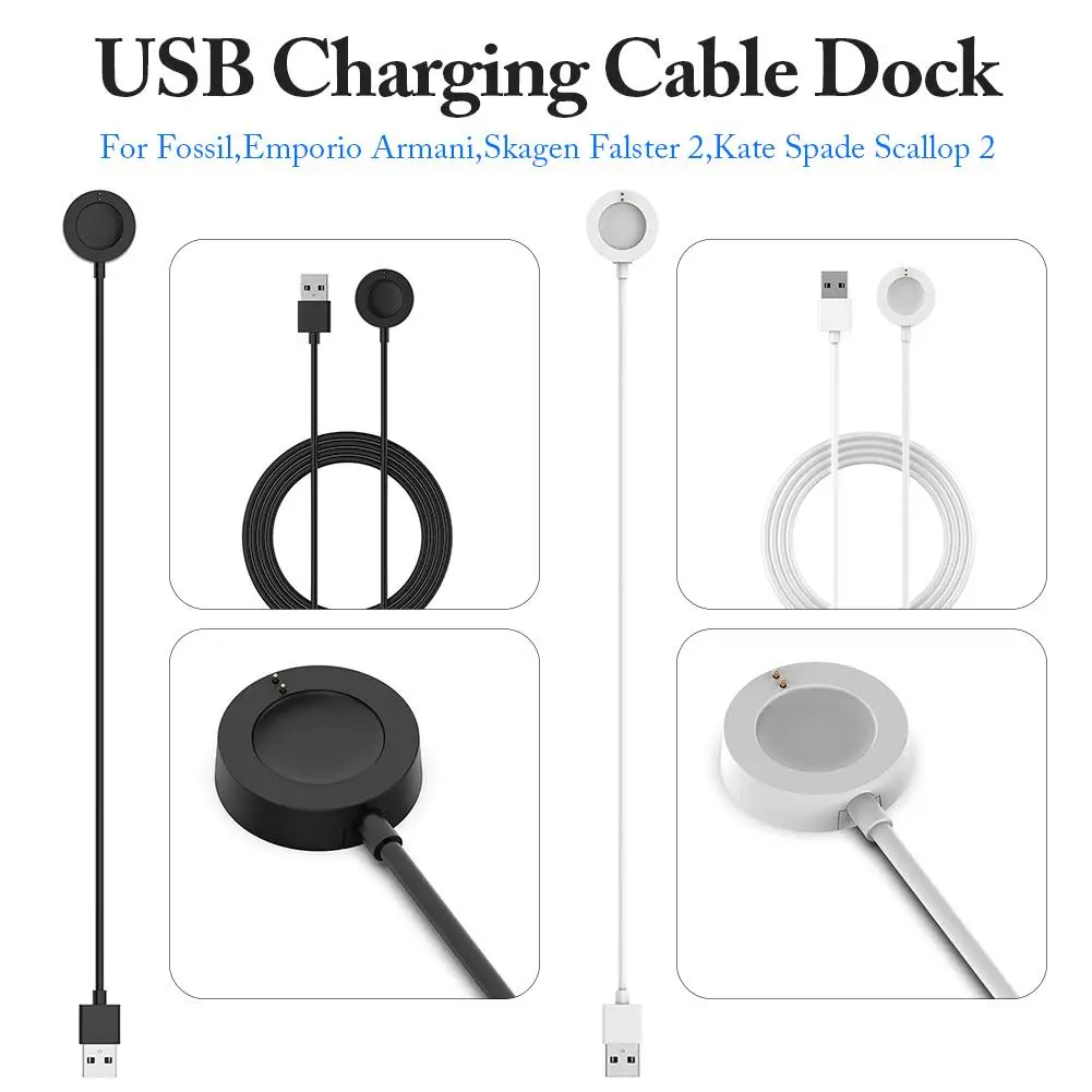 USB Charging Cable Wireless Charging Dock For Fossil/Emporio/Armani/Skagen Falster 2/Kate Spade Scallop 2/Diesel Charger