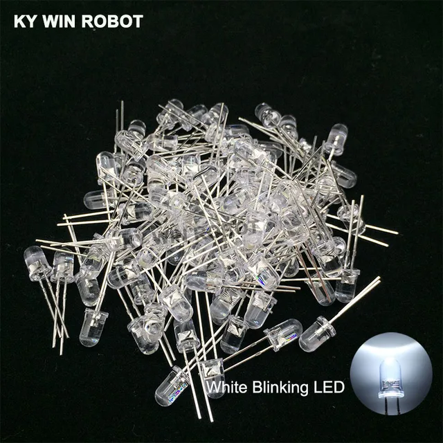 50pcs 5mm White Green Red Blue Yellow Light-Emitting-Diode Automatic Flashing LED Flash Control Blinking 5 mm LED Diode 1.5HZ 50pcs White