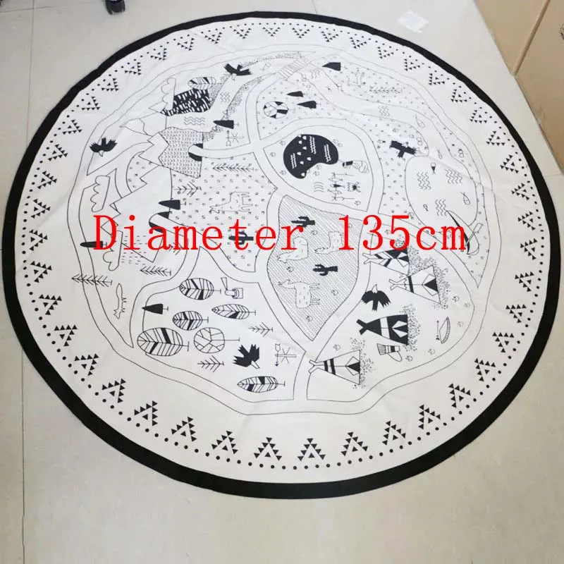 Diameter 135CM Деревенский принт круглый детский коврик игрушки коврик для ребенка ковер для детей хлопковый развивающий игровой коврик коврики головоломки Детские DIY игровой коврик - Цвет: Diameter 135CM