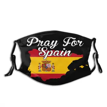 

Pray For Spain For Dark mask guard Reusable Cotton Black Mouth Mask Activated carbon filter Windproof Mouth-muffle Face Masks