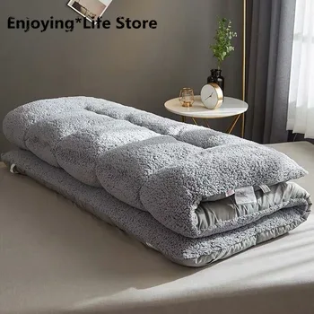 

Soft Tatami Mattress Lamb cashmere Fold Adults Bedding Mattress Topper Tatami Thick Warm Mat With Straps twin queen king size