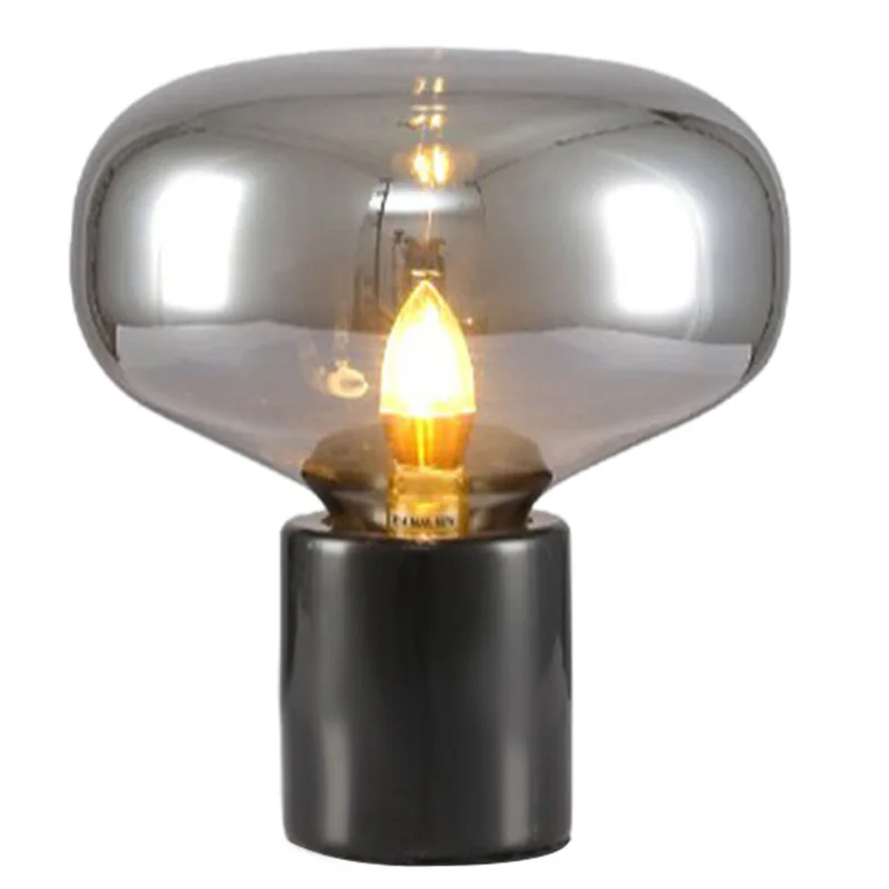 

Vintage Industry Glass Table Light LED Table Lamp Sapele Wood Nordic Modern Style for Study Bedroom