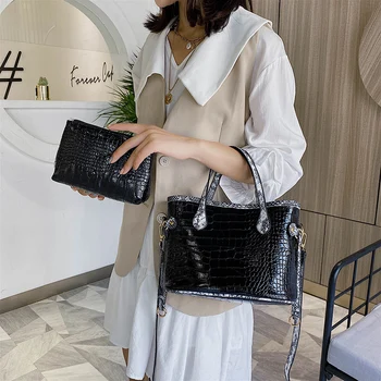 

YILIAN Lady bag Large capacity alligator style versatile handbag new fashion one-shoulder bag snakeskin style cross-body bag