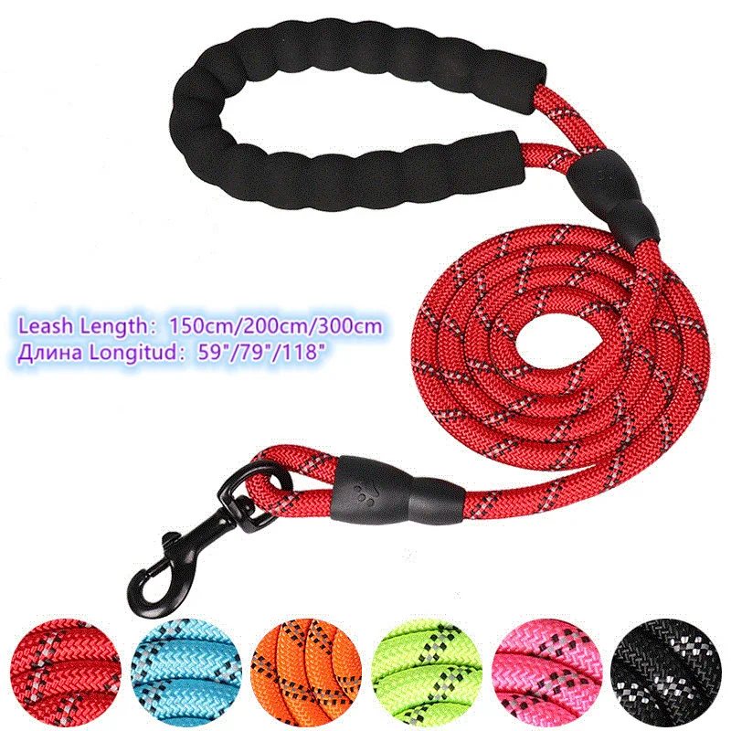 150/200/300cm Strong Dog Leash Pet Leashes Reflective Leash For Big Small Medium Large Dog Leash Drag Pull Tow Golden Retriever hot dog leash reflective nylon leashes medium large puppy durable collar leashes lead rope for cat big small pet harness 7 color