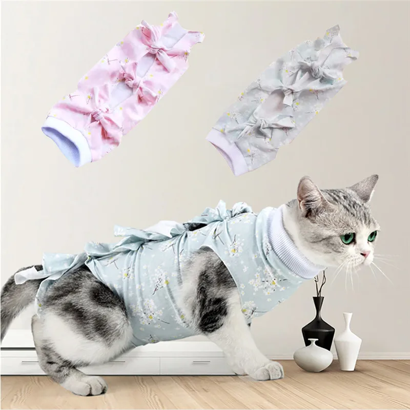 Soft Pet Cat Surgery Clothes Medical Pet Surgical Suit Cat Shirt Coat Vest Anti-mite Summer Breathable Physiological Clothes@5