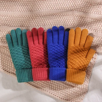

Female Stretch Knit Gloves Magic Touch Screen Gloves For Women Gloves Girl Mittens Winter Warm Knit Gloves Accessories