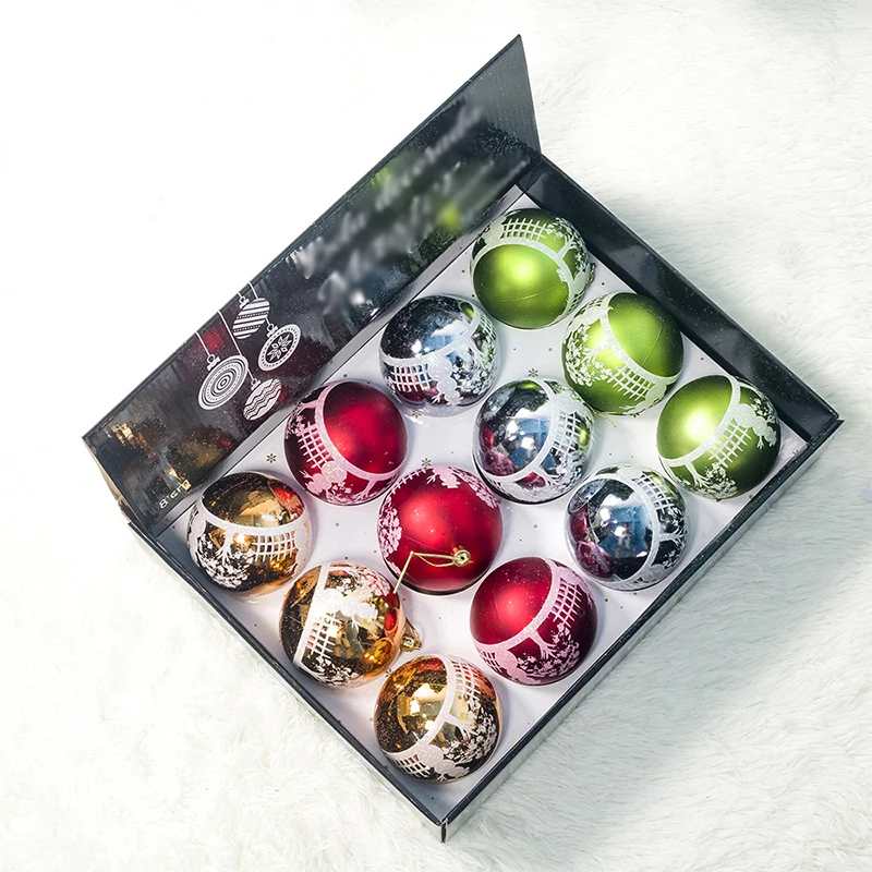 

12p Christmas Ball Ornaments Christmas Decorations For Home Xmas tree Hanging colorful Plastic balls New Year Decor Navidad Gift