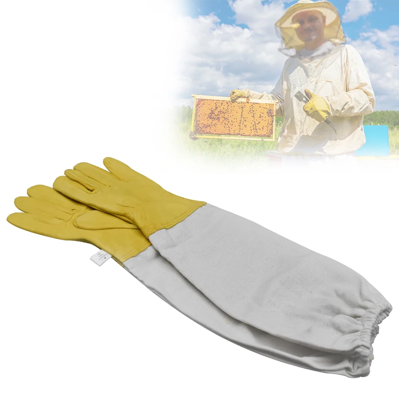 

Beekeeping gloves Protective Sleeves Ventilated Professional sheepskin and canvas Anti Bee for Apiculture beekeeping gloves