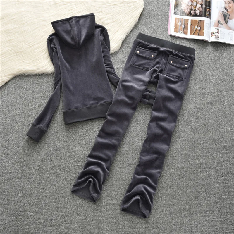 

2019 Spring And Autumn New Style Blank Velvet WOMEN'S Suit Scattered Leg Solid Color Leisure Suit Sports