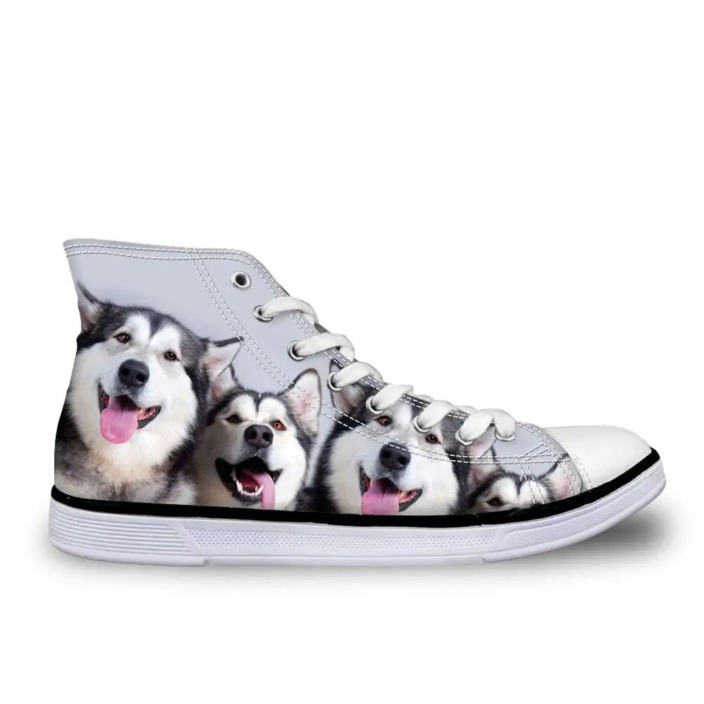 HaoYun Women's Vulcanize Shoes Husky Dogs High-top Canvas Sneakers Girls Lace-up Casual Walking Autumn Sapato Feminino | Обувь
