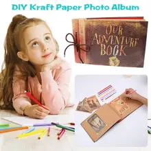 DIY Kraft Paper Photo Album Scrapbook Postcards Corner Stickers Pens Scissors for Wedding Anniversary Couples Graduation Travel
