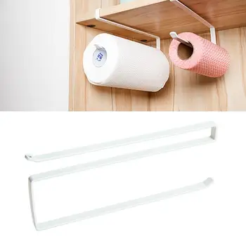 Door Cabinet Hanging Paper Towel Rack Free Punching Wrap Partition Roll Plastic Kitchen Layer Rack Holder Wrought Storage I F9U3