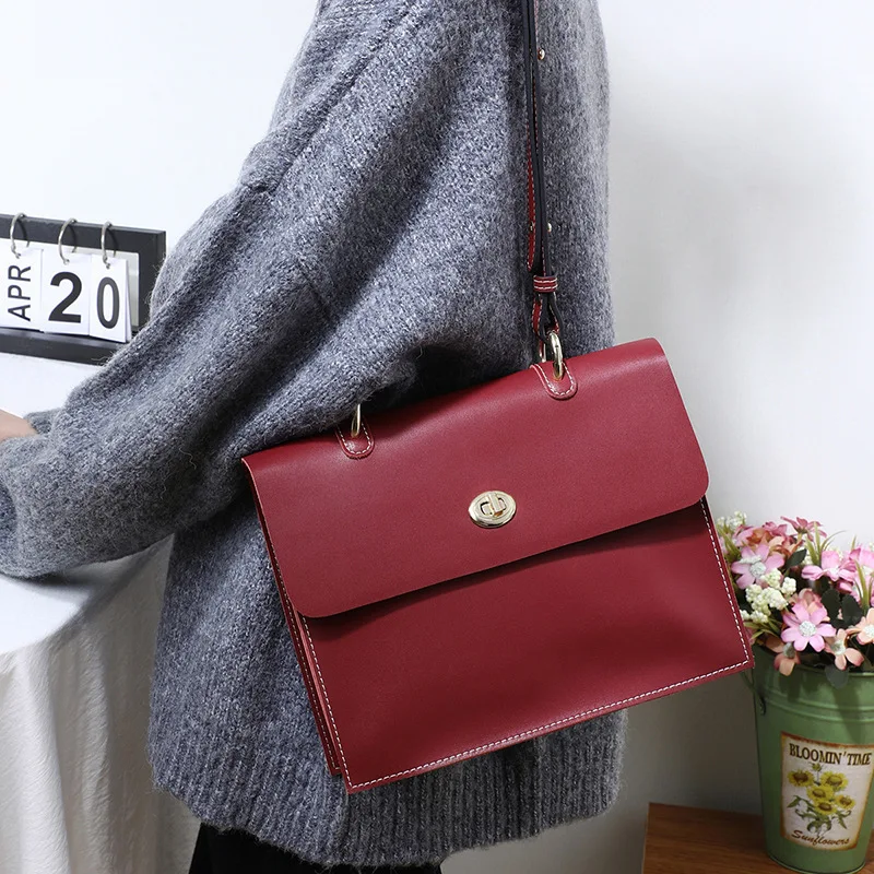

Genuine Leather Bag 2020 Oblique Satchel Commute Envelope Cowhide Small Ck Single Shoulder Package Female