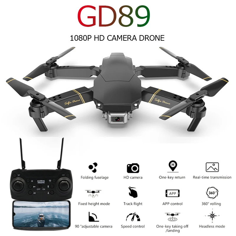 $39.19 GD89 WiFi FPV Foldable Profissional Drone with 1080P Camera Optical Flow Wide Angle RC Quadcopter A