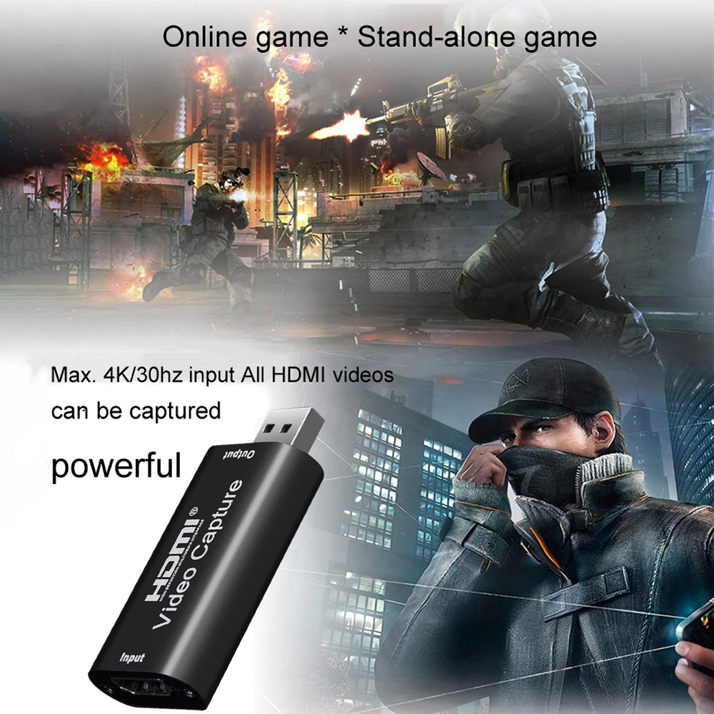 video capture card 4K 1080P HDTV-compatible To USB 2.0 Video Capture Card Game Recording Box for Computer Youtube OBS Etc. Live Streaming Broadcast
