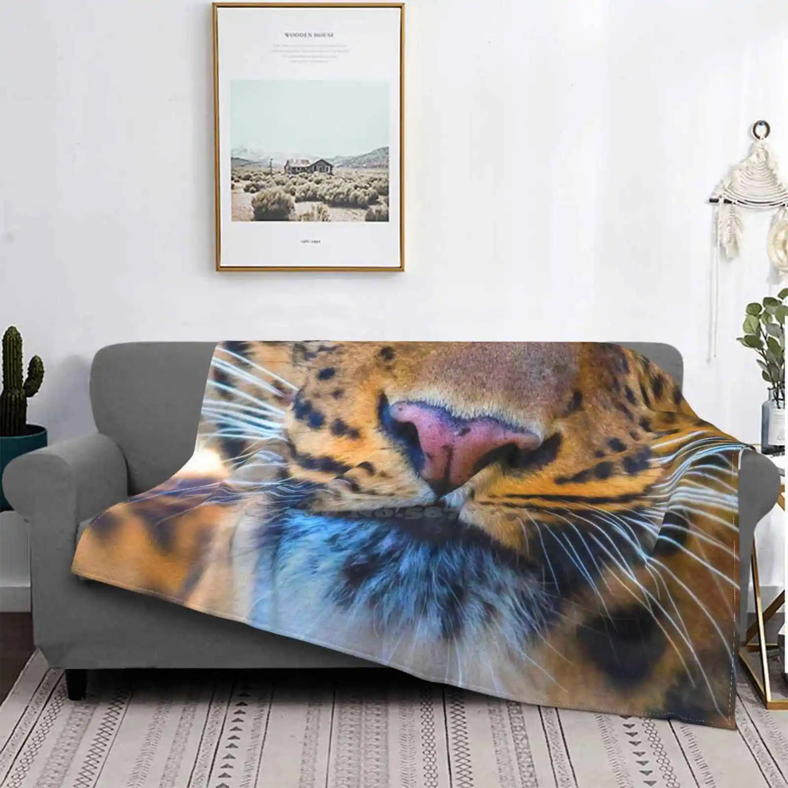 

Beautiful ( Digitally Enhanced ) Fashion Soft Warm Throw Blanket Funny Beautiful Tiger Cute Feline White Brown Furry