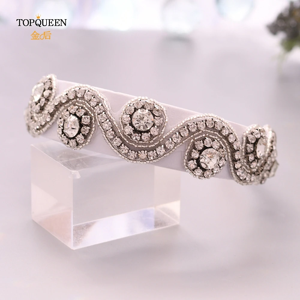 TOPQUEEN S10-FG, свадебные стразы, аксессуары для волос, свадебная тиара, головные уборы, серебряные стразы, повязка на голову, свадебные украшения для волос