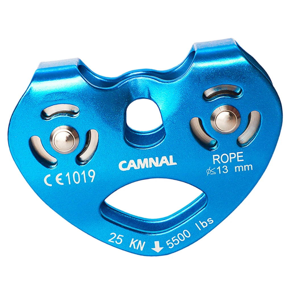25KN Climbing Rescue Double Pulley Speed Cable Trolley For 13mm Rope