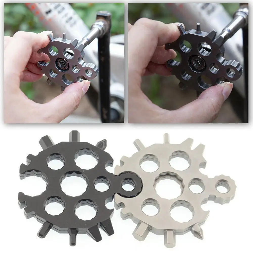

Portable 18 In 1 Multifunction Mini Tool Snowflake Hex Multi Key Tool Keyring Wrench Ring Outdoor Survive Pocket Camp Spann X7H5