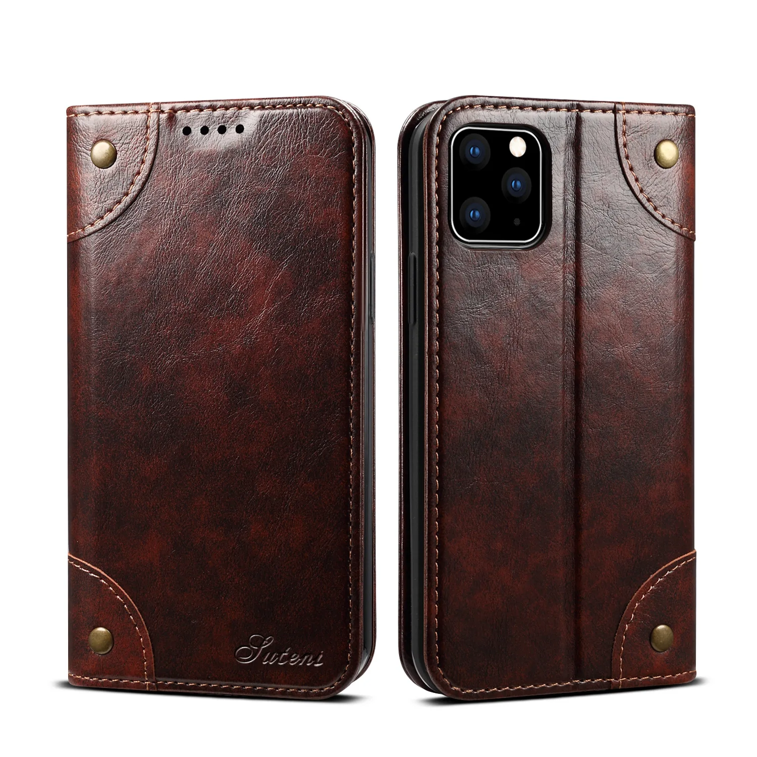 Роскошный деловой Чехол бумажник из натуральной кожи для Iphone X XS XR 8 7 Plus винтажный