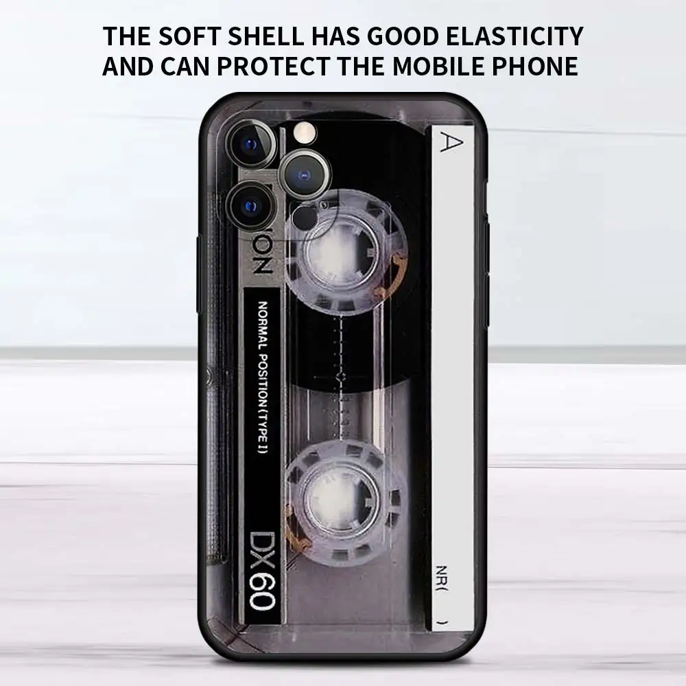 Vintage Cassette Tape Retro Style Black Soft Phone Case