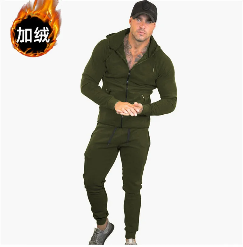 

2020Tracksuit Men 2 Pieces Zipper Hoodie Jacket Stripe Mosaic Sweatshirt Pants Sports Set Gym Clothes Mens Sportwearsets
