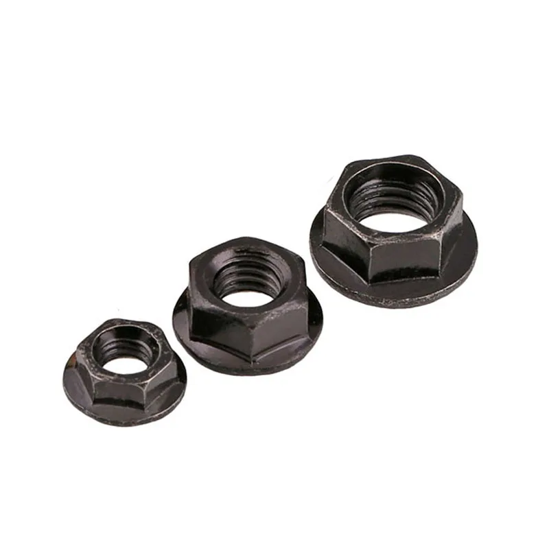 

5/10/20PCS Flange Hex Nut M2 M3 M4 M5 M6 - M12 Hex Black Zinc Locking Nuts Alloy Steel