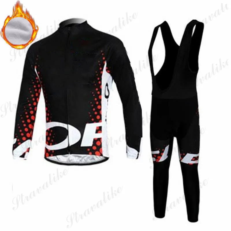 ORBEAFUL man Winter Long sleeve cycling clothing set thermal Fleece Sleeve Ropa de ciclismo invierno bike shirt | Спорт и
