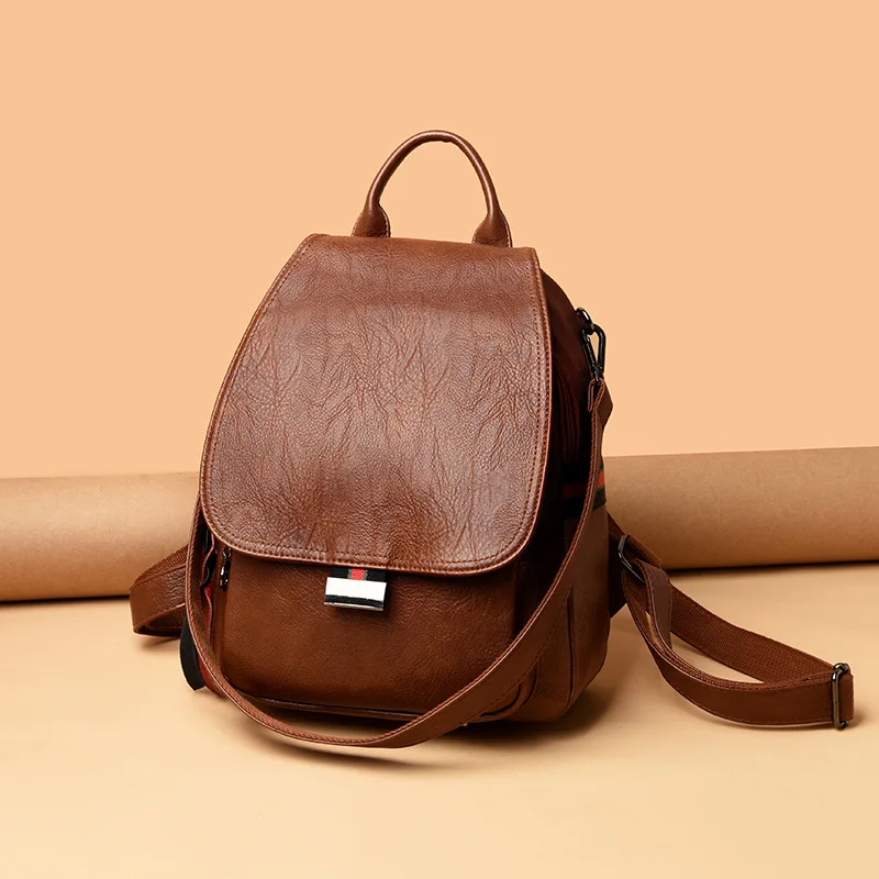 

Leather Backpack WOMEN'S Bag 2019 New Style Versatile Fashion Multi-functional Backpack Vintage Cowhide Theft